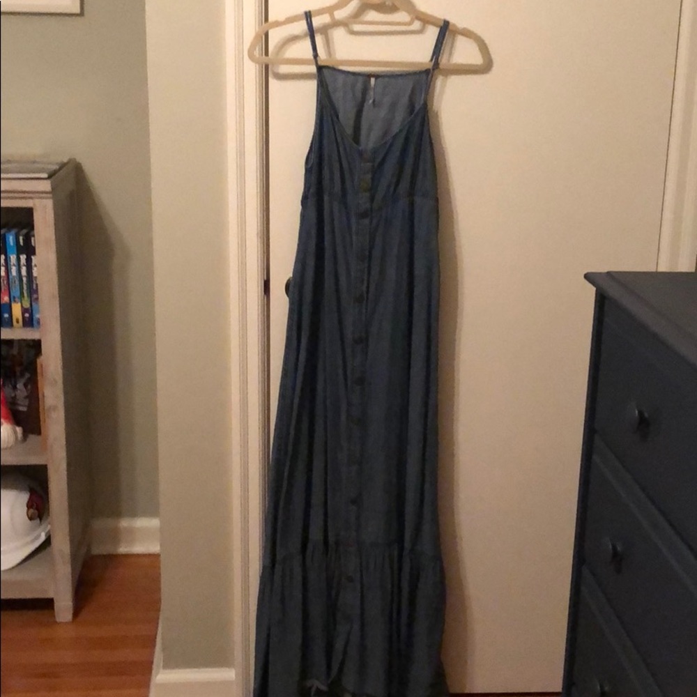 Free People denim maxi dress